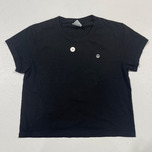 NEW MADHAPY PEACE BLACK BABY TEE SMALL - Picture 1 of 3